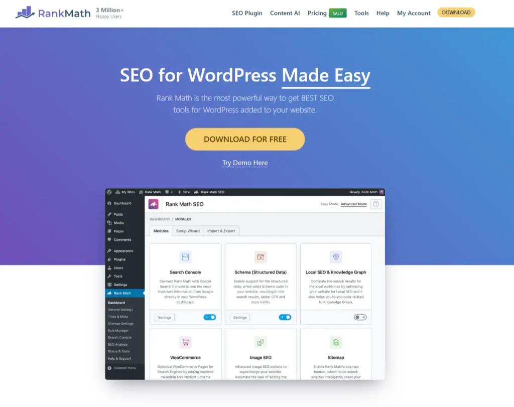 Yoast vs Rank Math vs All In One SEO – Which SEO Plugin Should You Choose in 2025? 3 Rank Math Website themeclues.in
